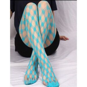 Blue Diamond Patterned Tights